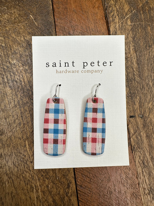 Blue and Red Plaid Earrings