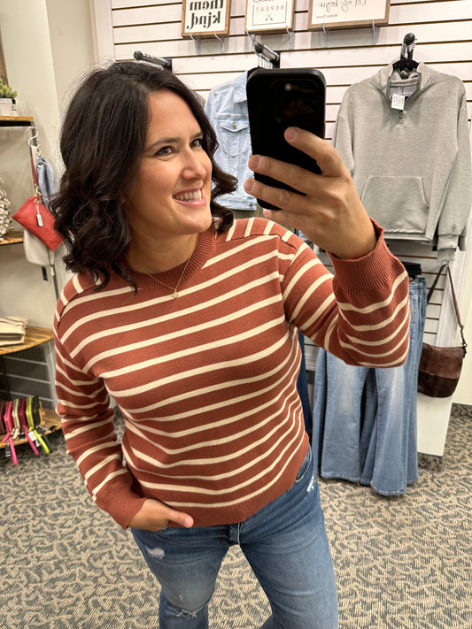 Picante Striped Crew Neck Sweater