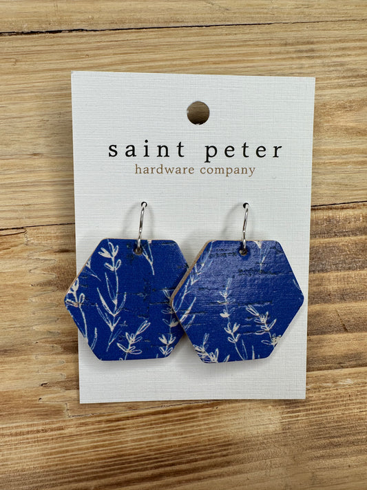 Willows/Blue Hexagon Earrings