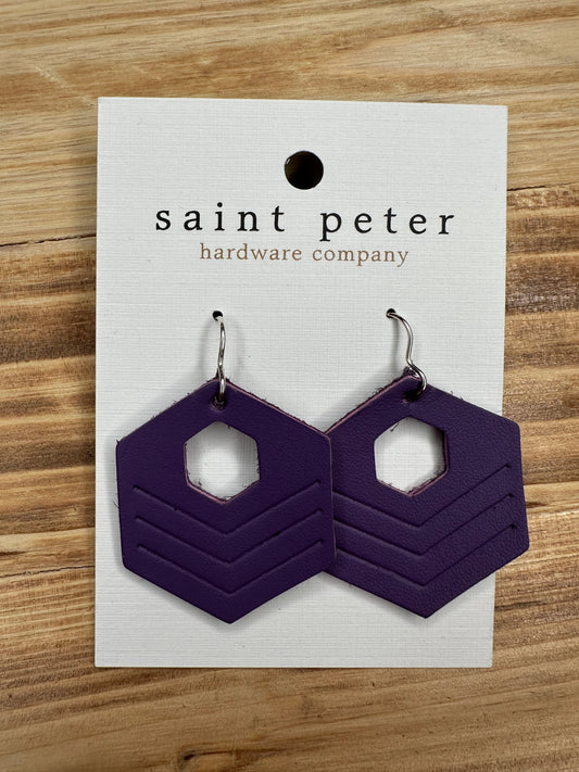 Purple Hexagon Earrings