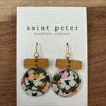 Olive Floral/Wood Bar Jewelry - Earrings St. Peter Hardware