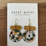 Olive Floral/Wood Bar Jewelry - Earrings St. Peter Hardware