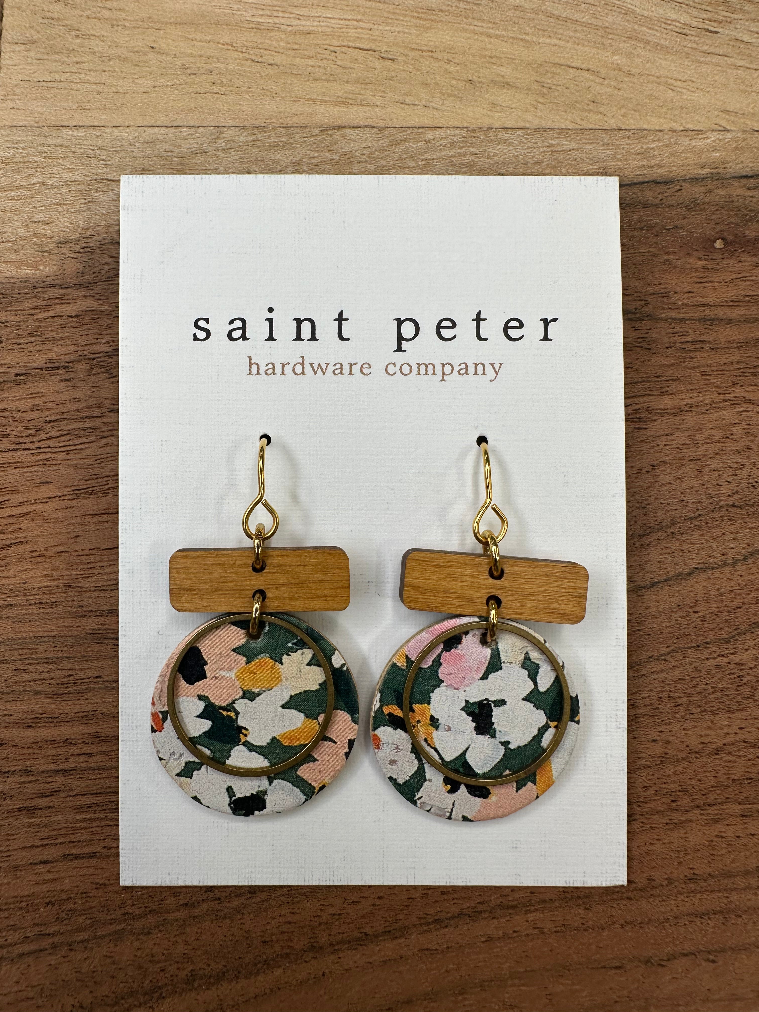 Olive Floral/Wood Bar Jewelry - Earrings St. Peter Hardware