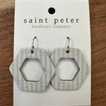 Blue and White Stripe Hexy Earrings Jewelry - Earrings St. Peter Hardware