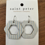 Blue and White Stripe Hexy Earrings Jewelry - Earrings St. Peter Hardware