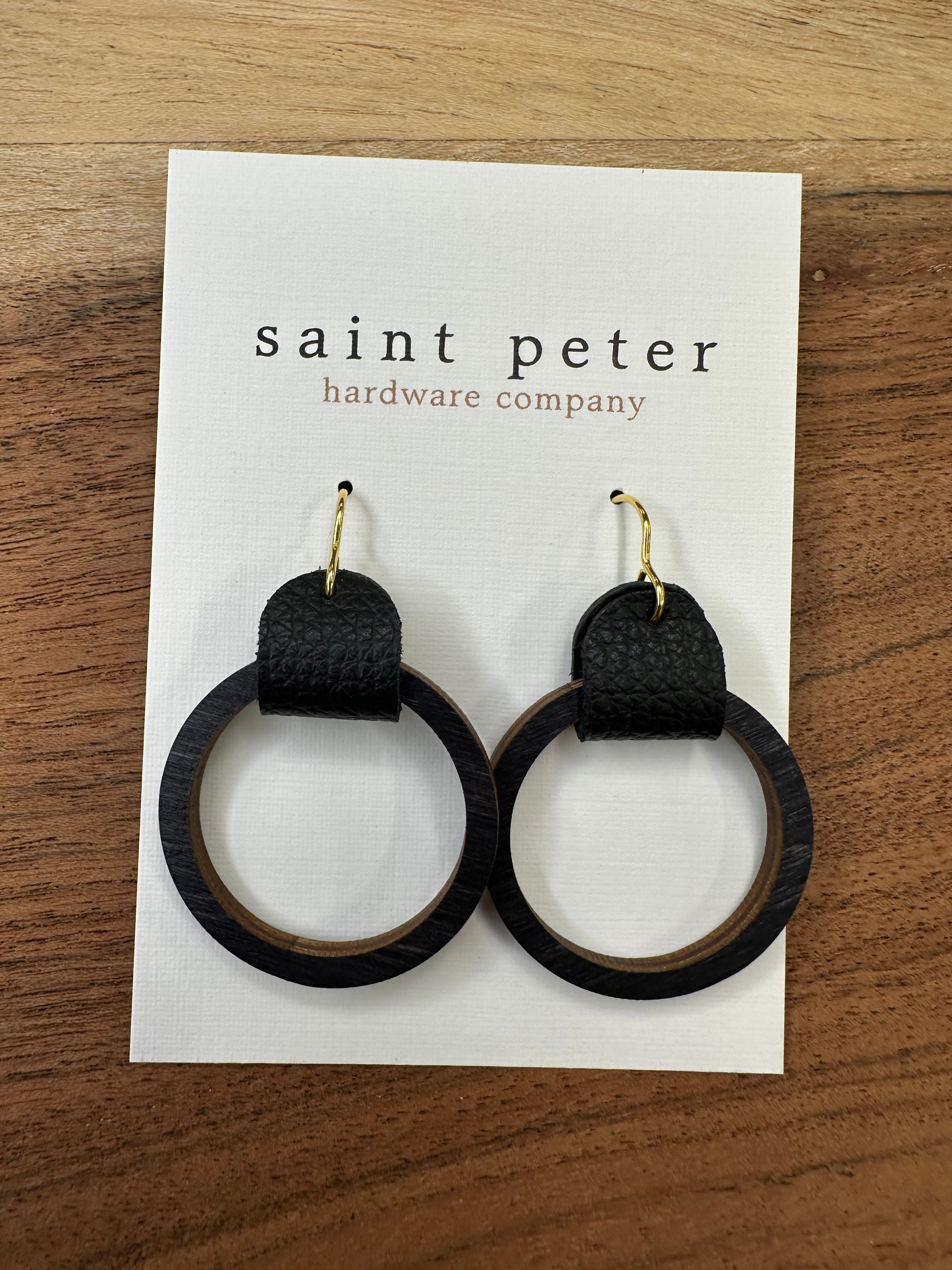 Black Wooden Circle Earrings Jewelry - Earrings St. Peter Hardware