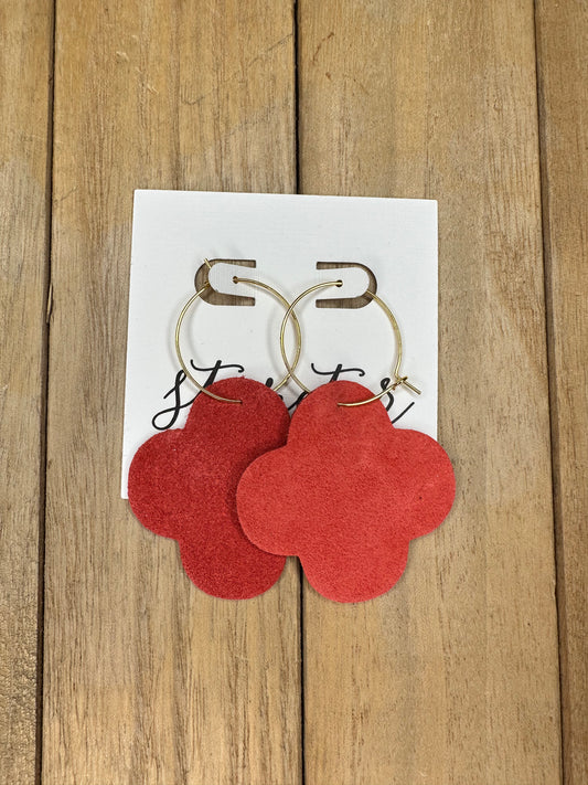 Persimmon Suede/Gold Hoop Earrings