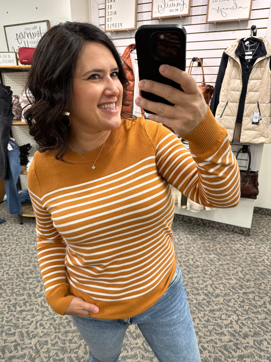 Marigold Striped Long Sleeve Sweater