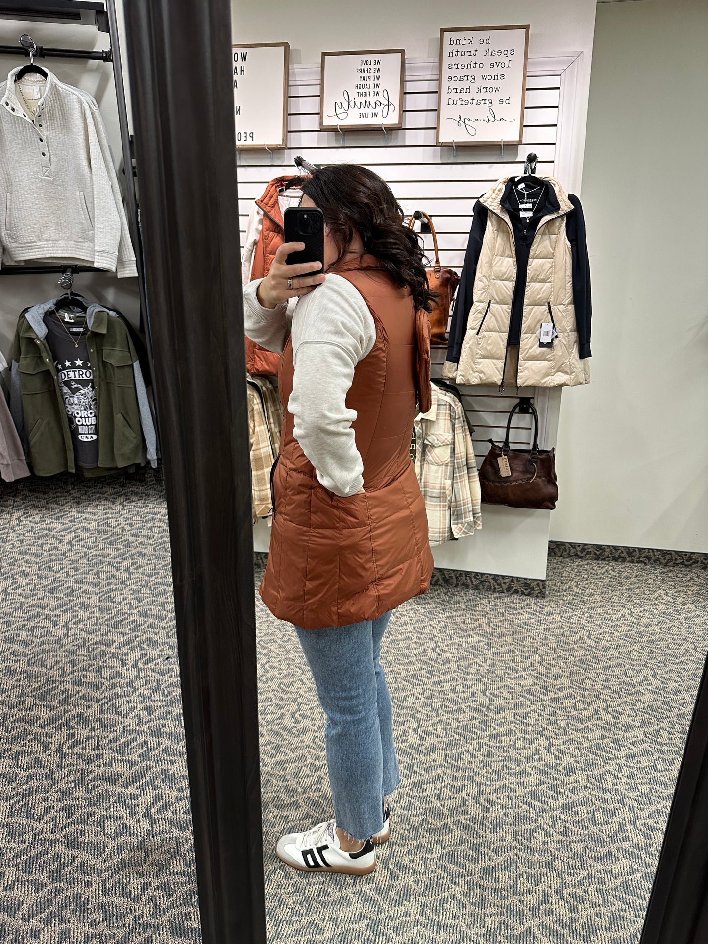 Long Terracotta Down Vest