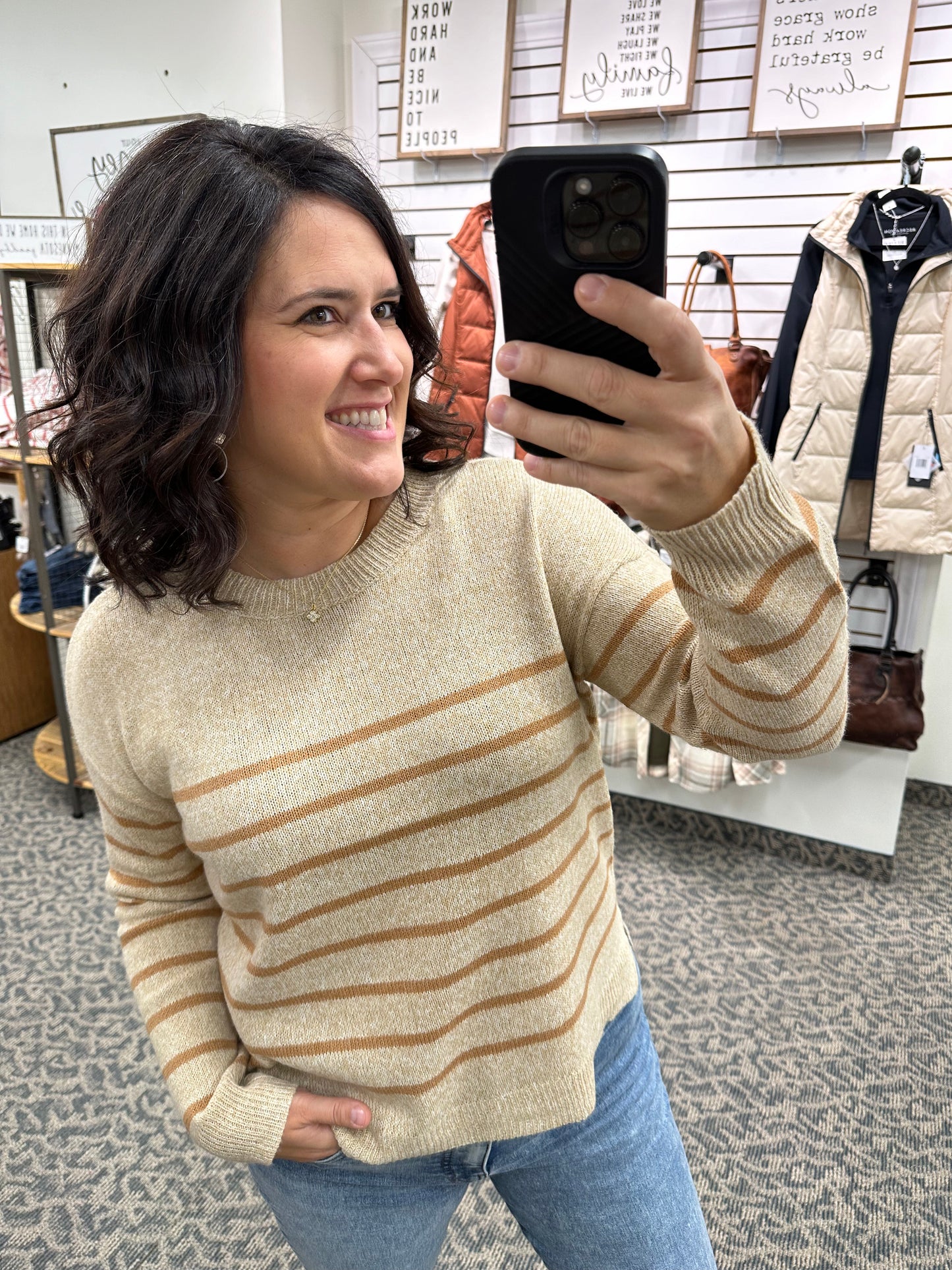 Golden Striped Crew Neck sweater