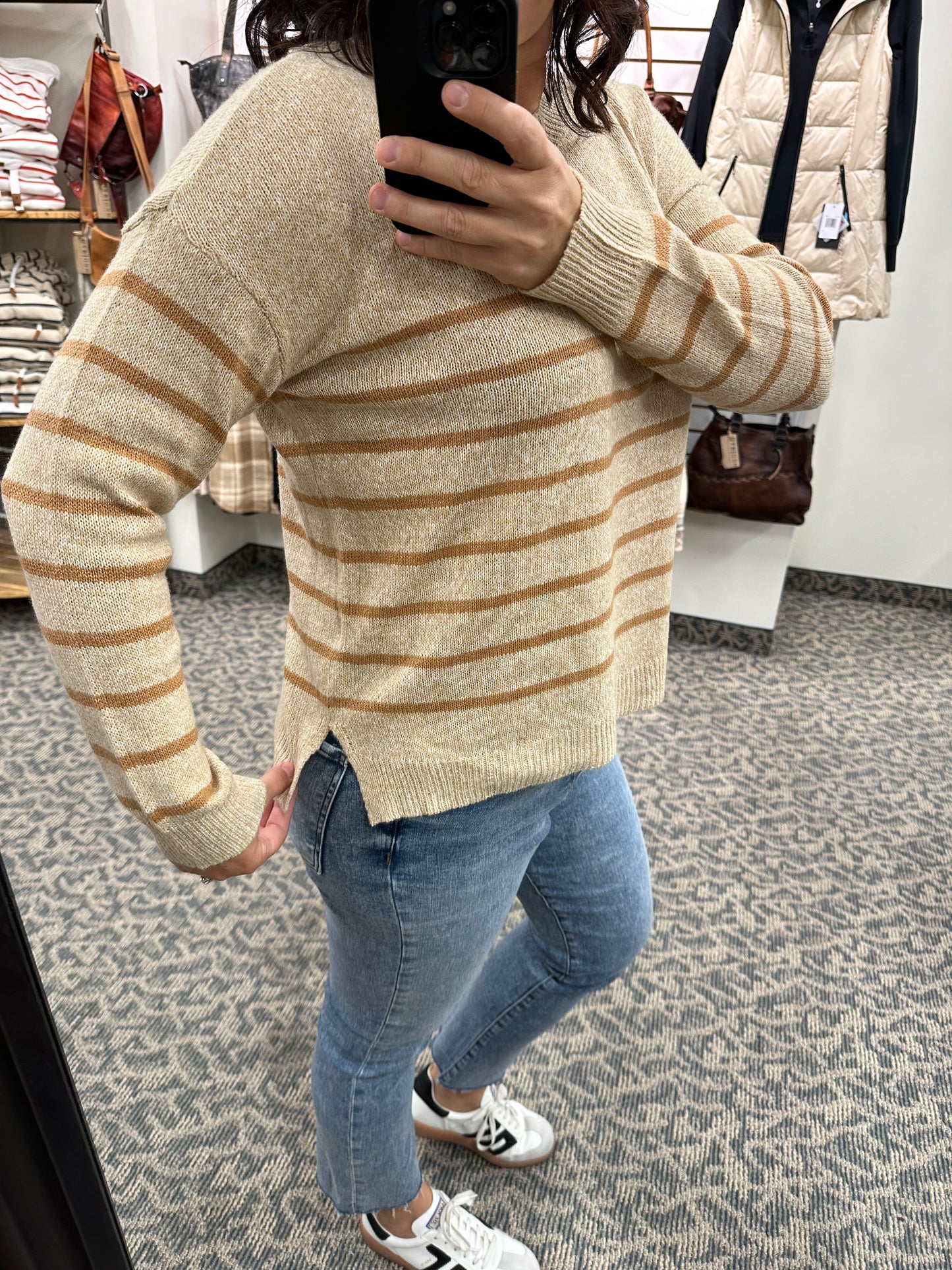 Golden Striped Crew Neck sweater