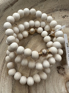 White Wood Bead Bracelet