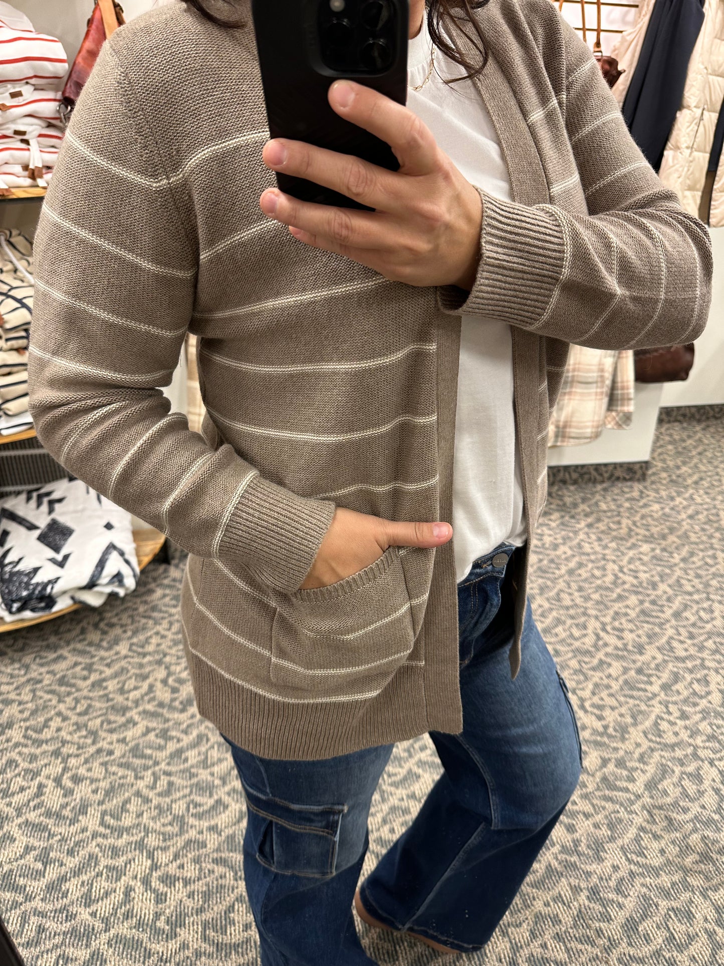 Mocha Striped Cardigan