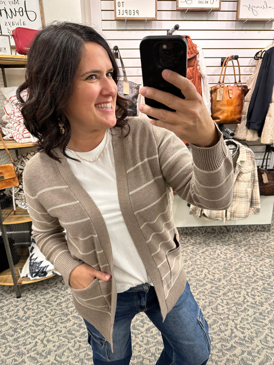 Mocha Striped Cardigan