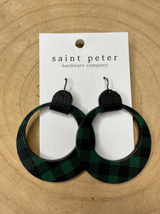 Large Green Plaid Earrings