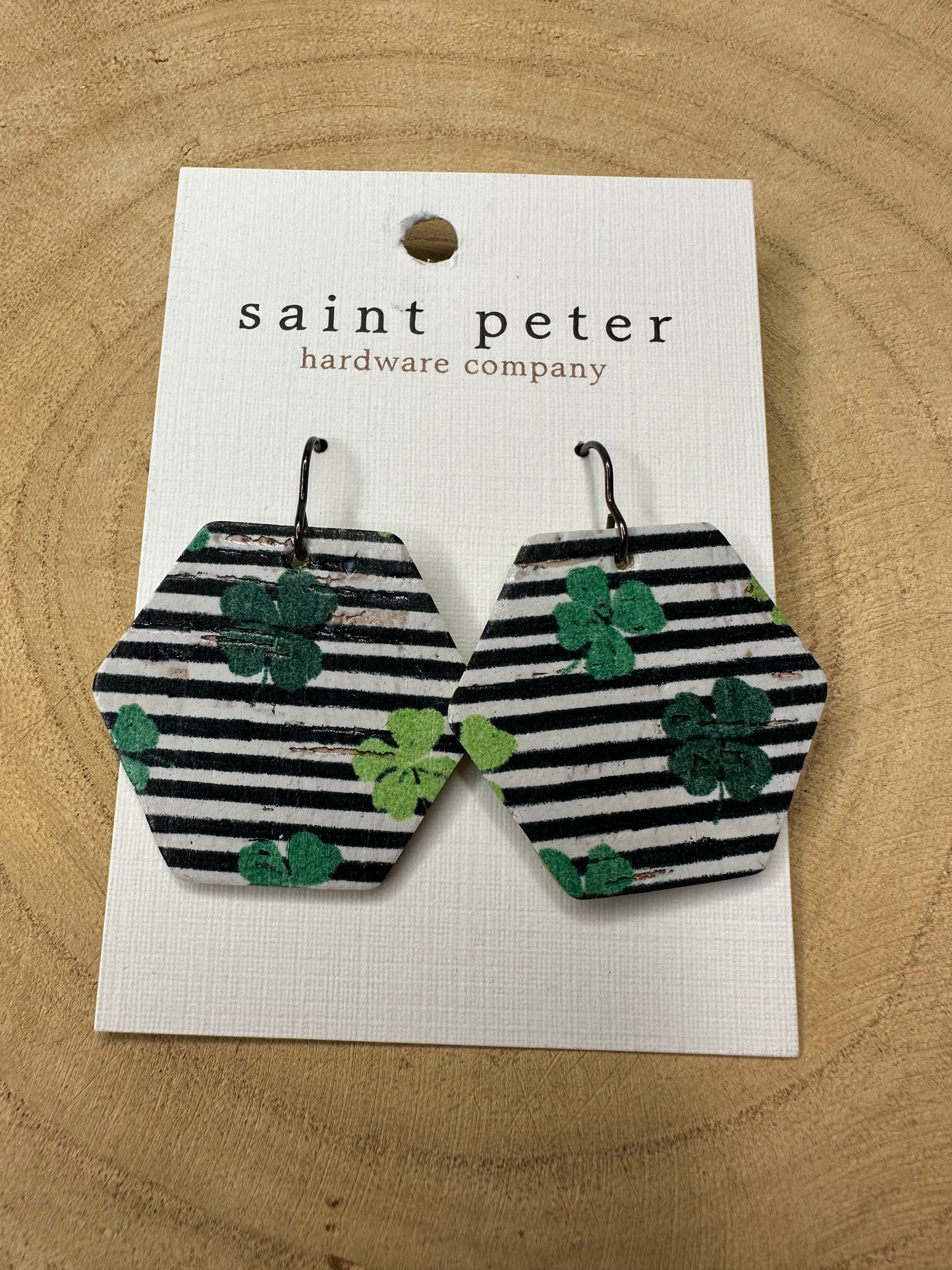 Striped Shamrock Earrings