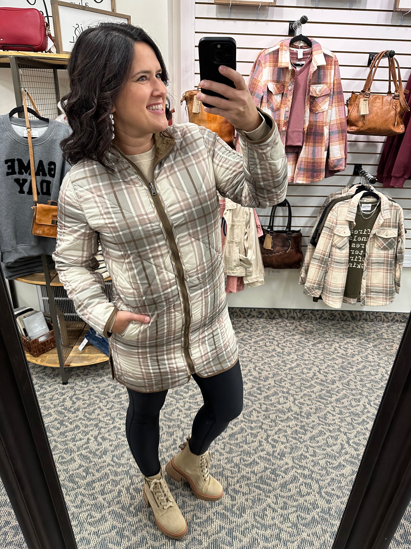 Kangaroo Plaid Reversible Nixie Jacket