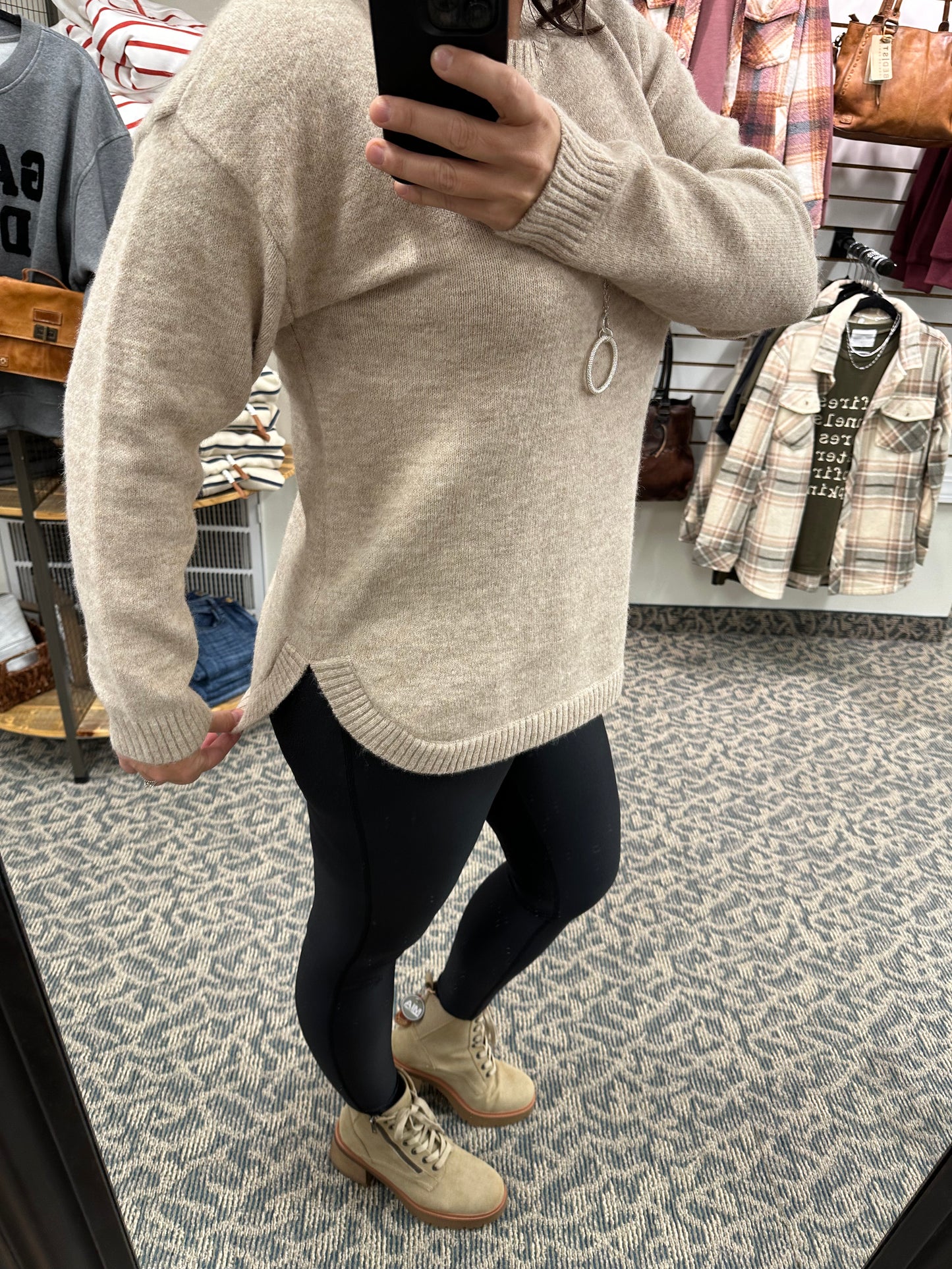 Beige Flora Sweater