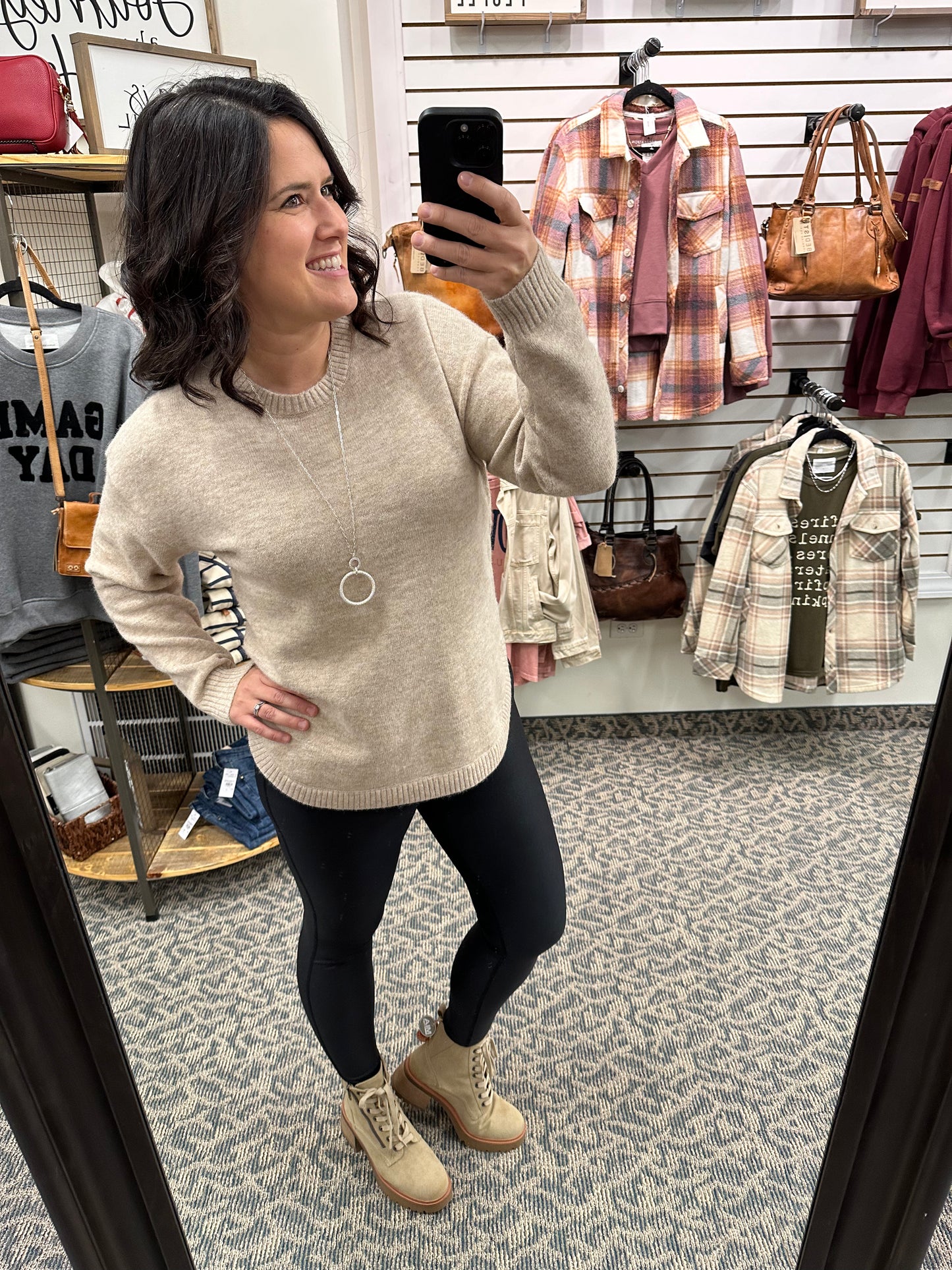 Beige Flora Sweater