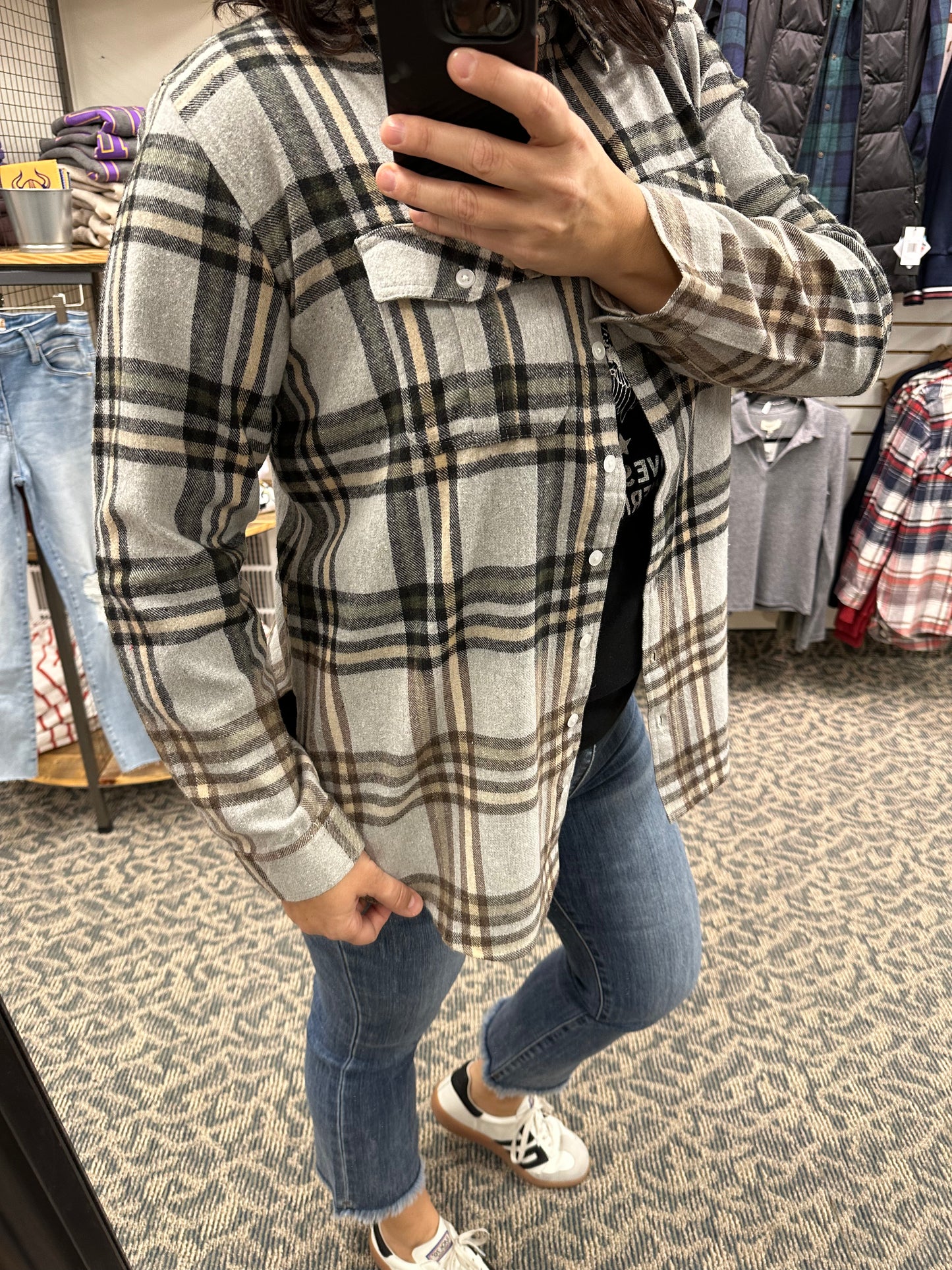 Gray Tan Olive Marlee Plaid