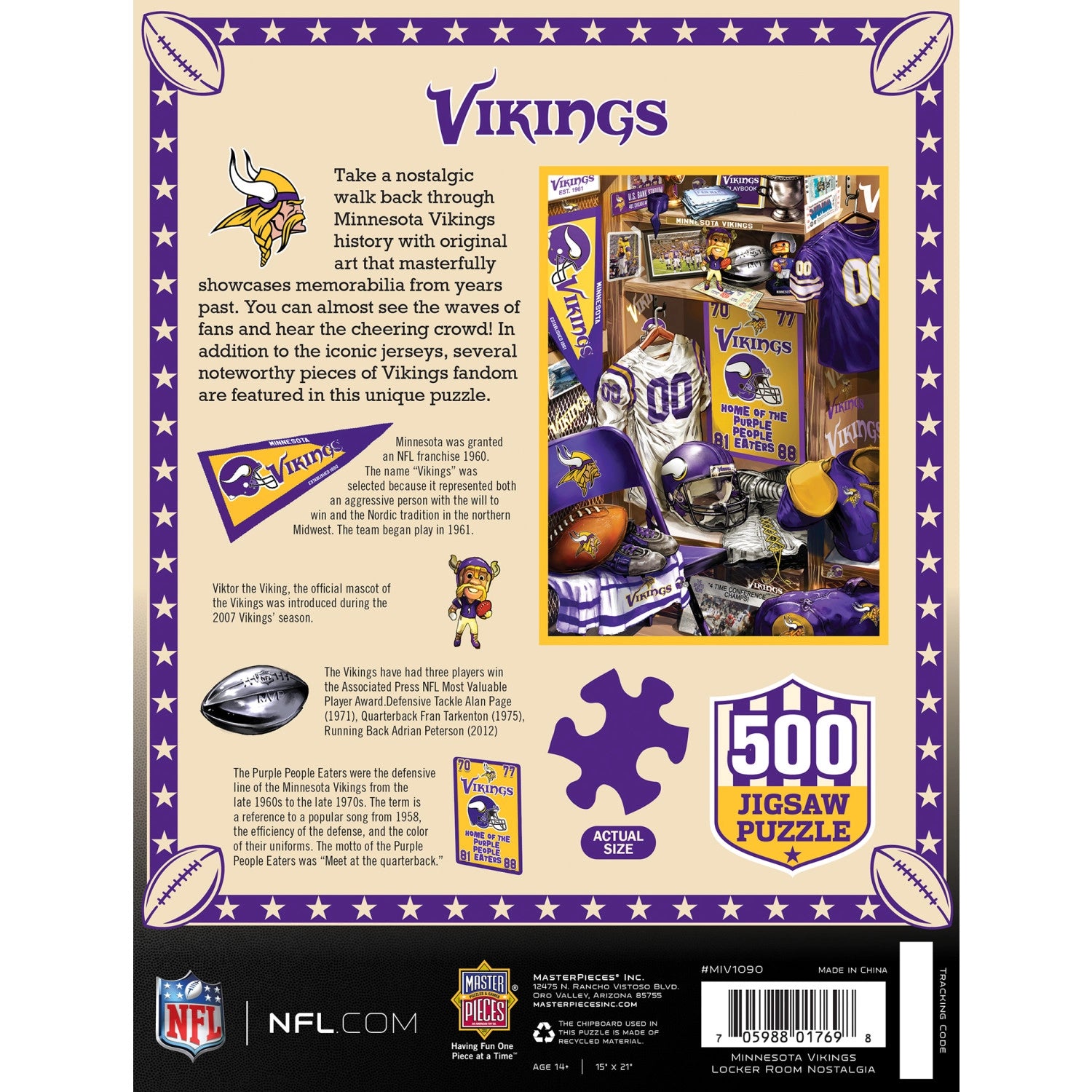 MN Vikings Locker Room Puzzle Home-Stationery MASTERPIECES PUZZLE COMPANY INC.