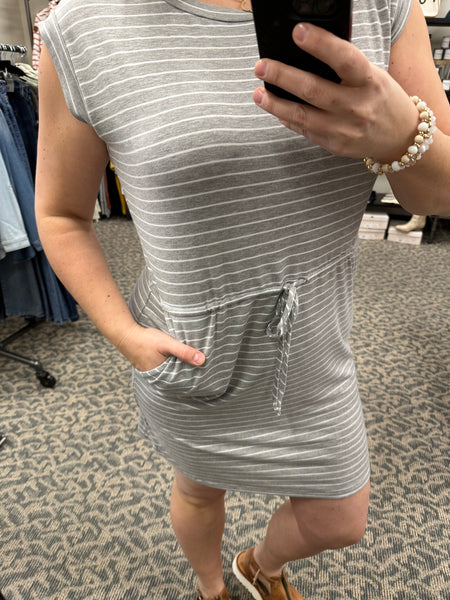 Grey Striped Everyday Dress