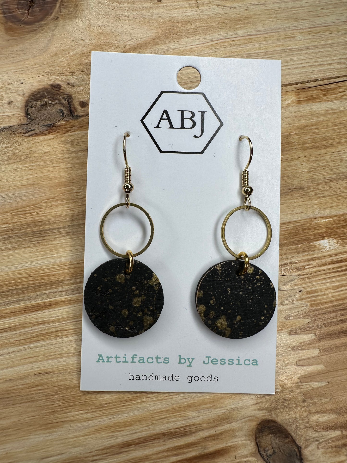 Black Gold Double Circle Earrings