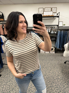 Taupe and Black Striped Top