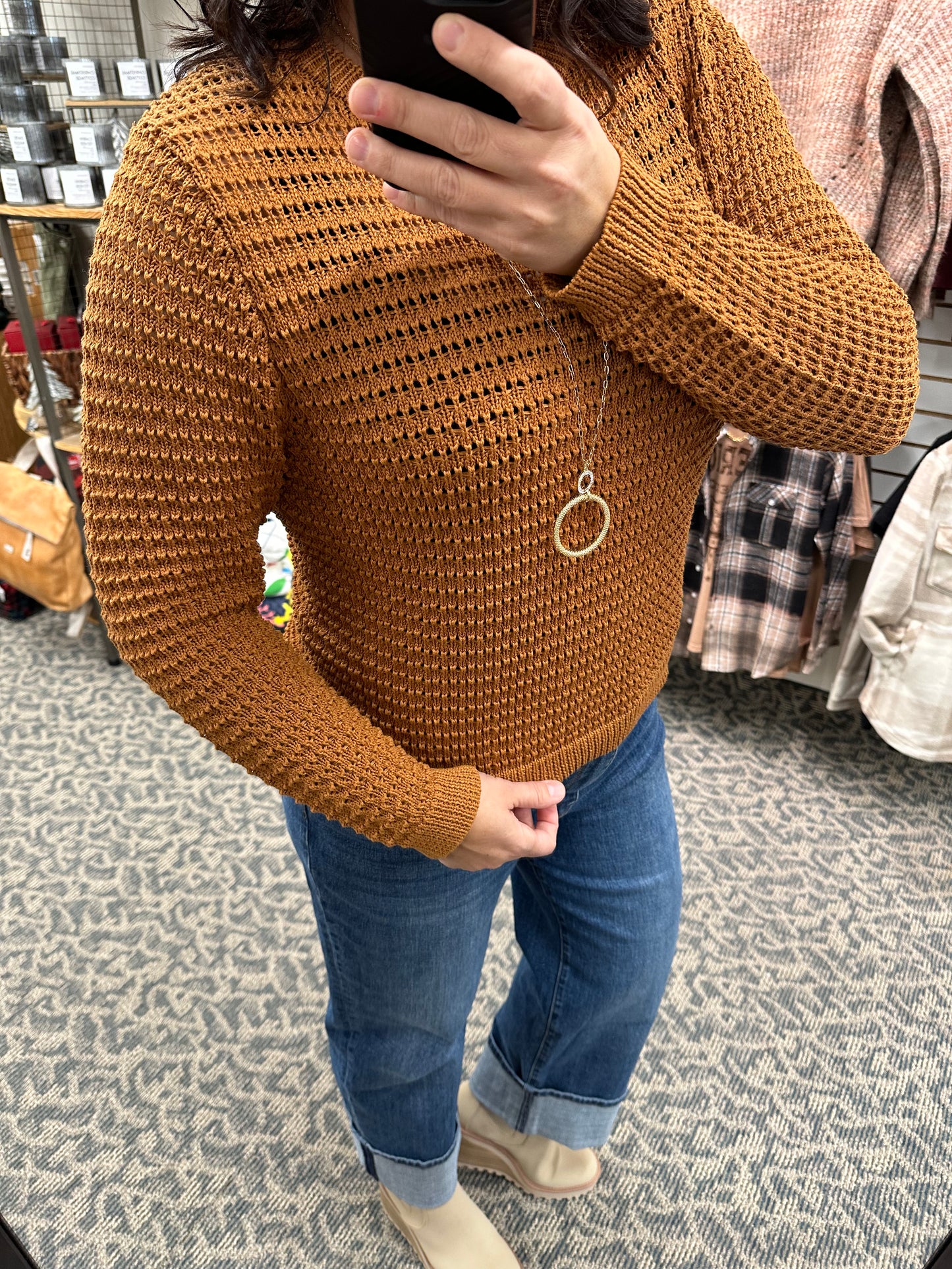 Cinnamon Cosmo Crochet Sweater