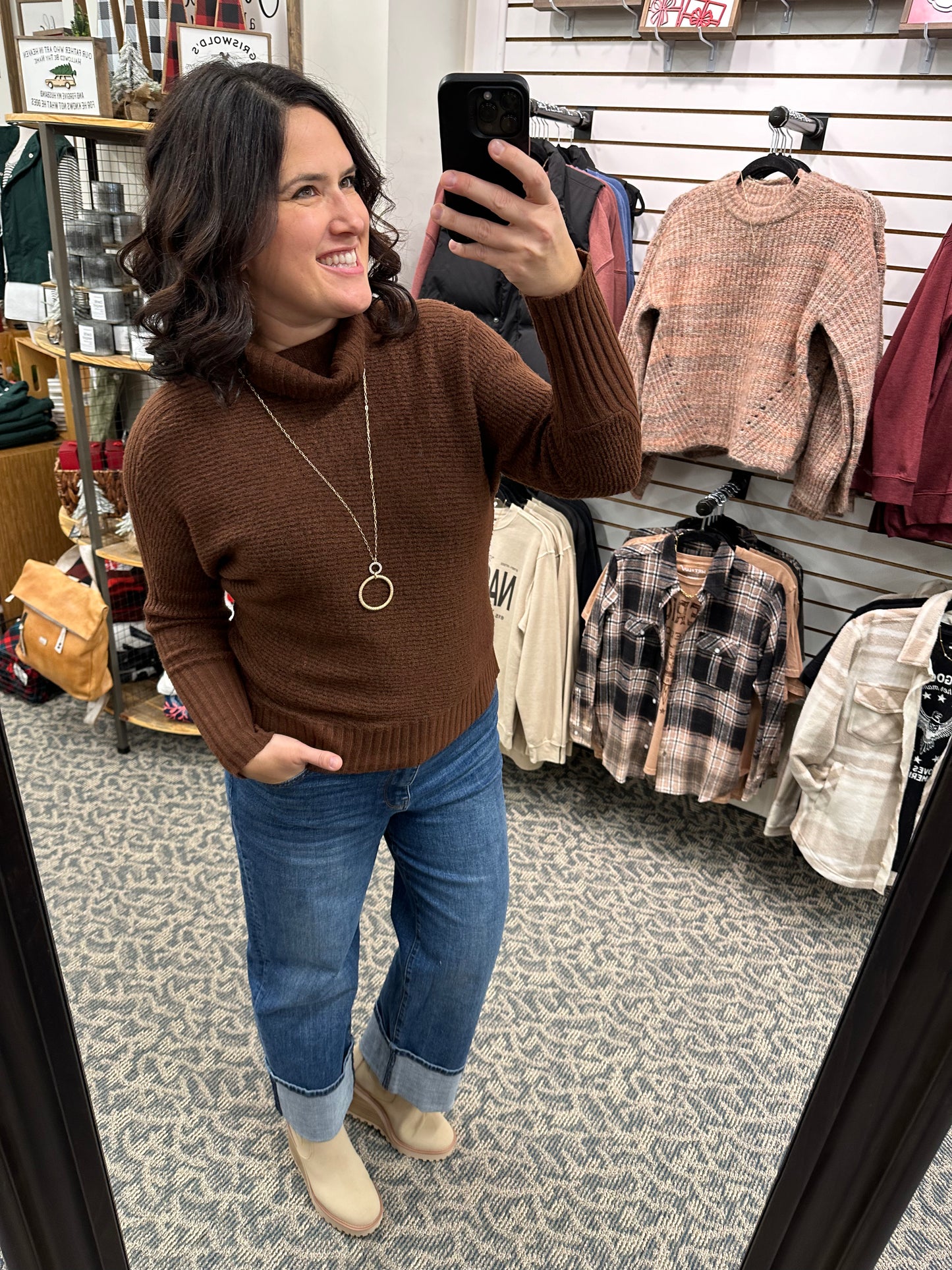 Dark Brown Turtleneck Sweater