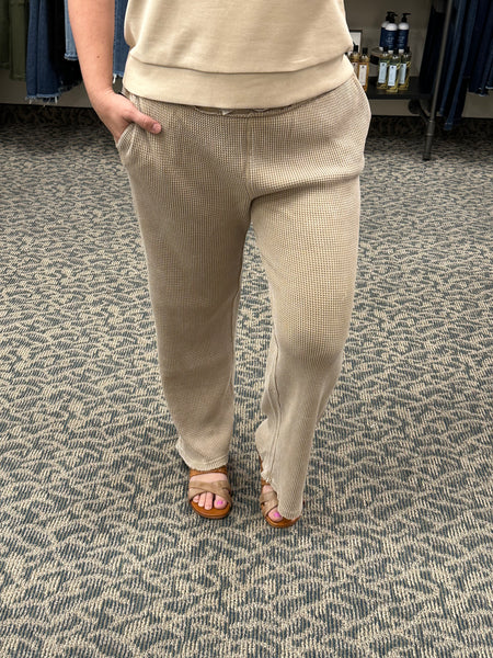 Distressed Mineral Washed Taupe Pants