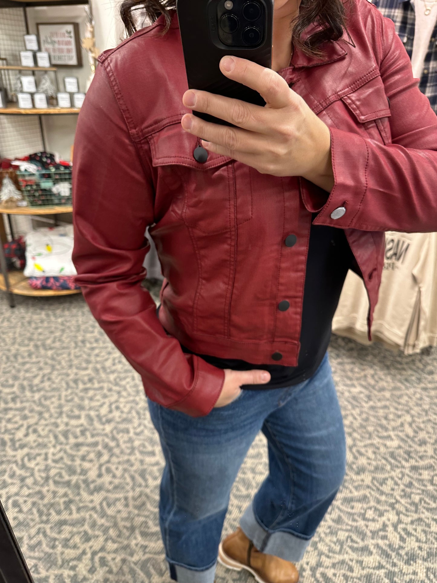 Red Faux Leather Julia Jacket