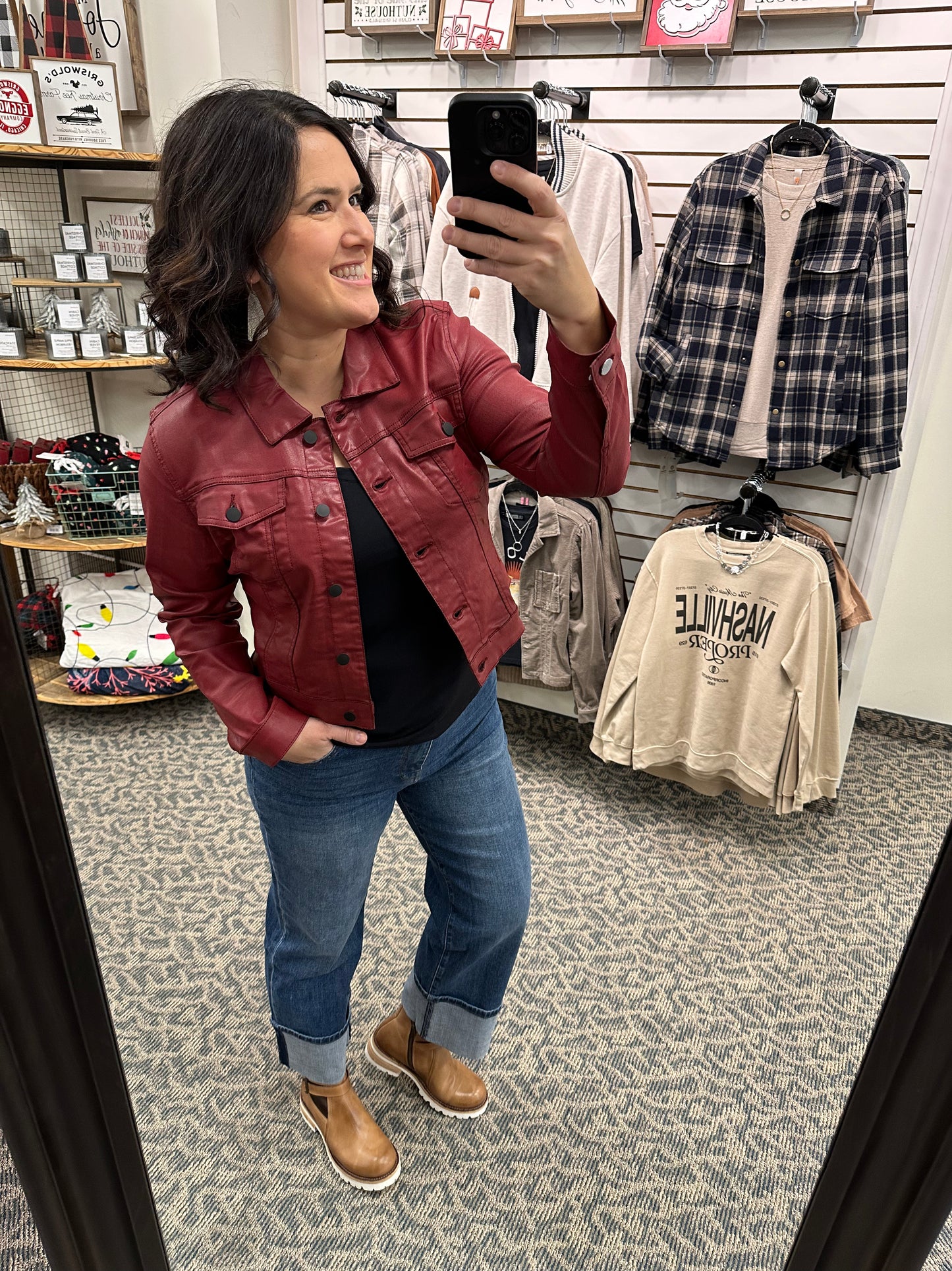 Red Faux Leather Julia Jacket