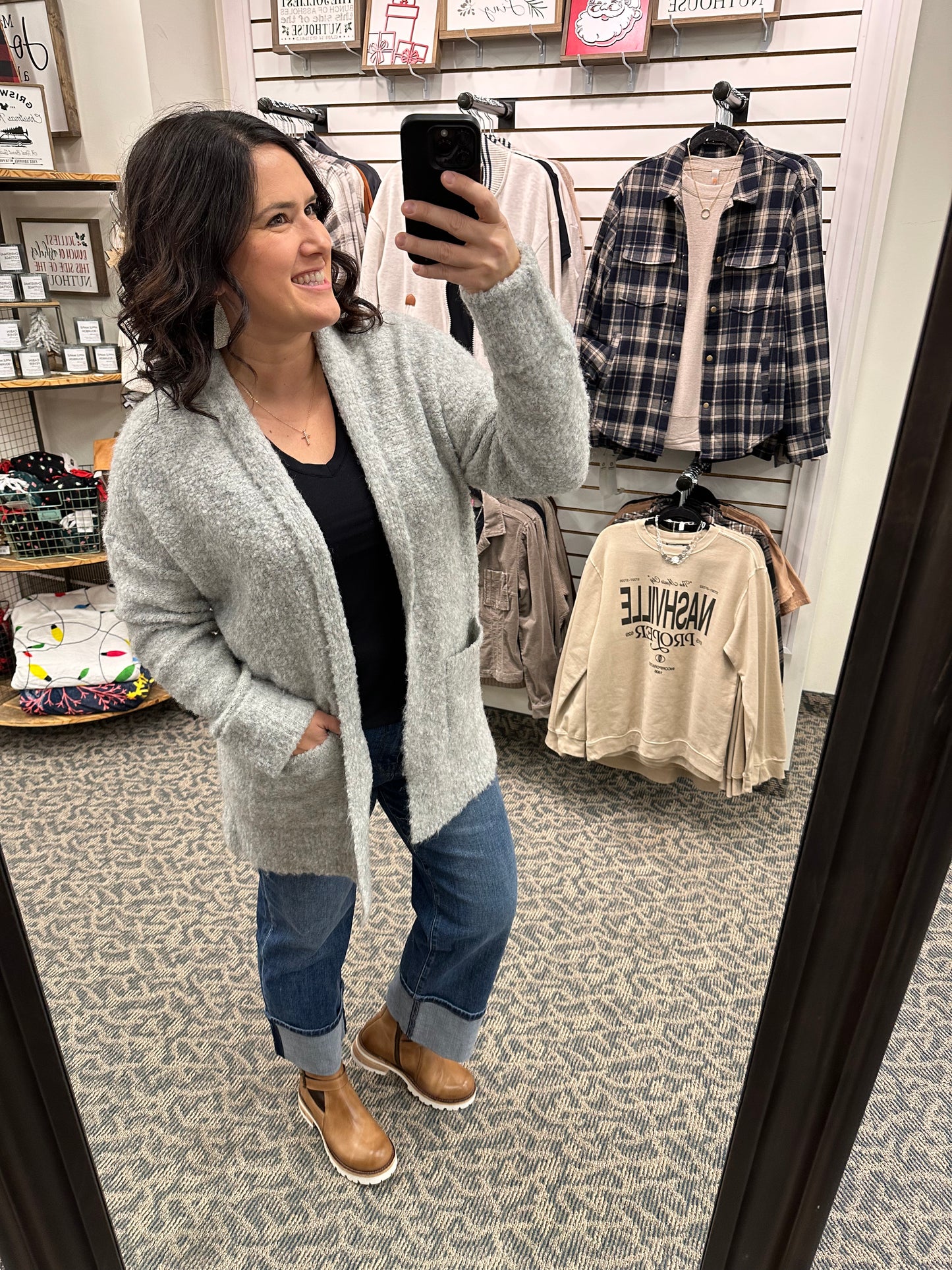 Heather Grey Fuzzy Cardigan