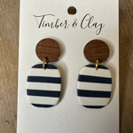 Rounded Rectangle Dangles w/wood post Jewelry - Earrings Timber & Clay