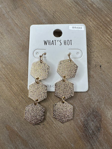 Hexy Gold Textured Earring