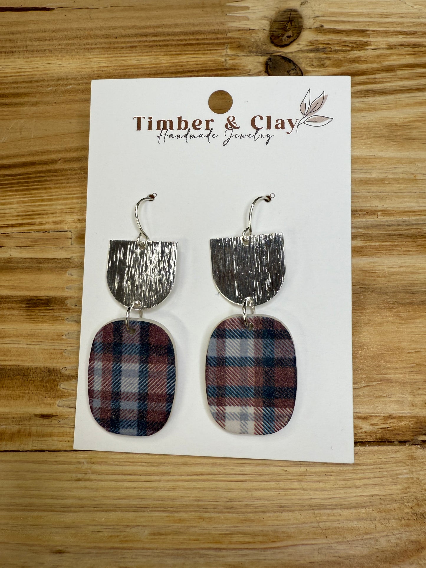 Plaid & Silver Earrings