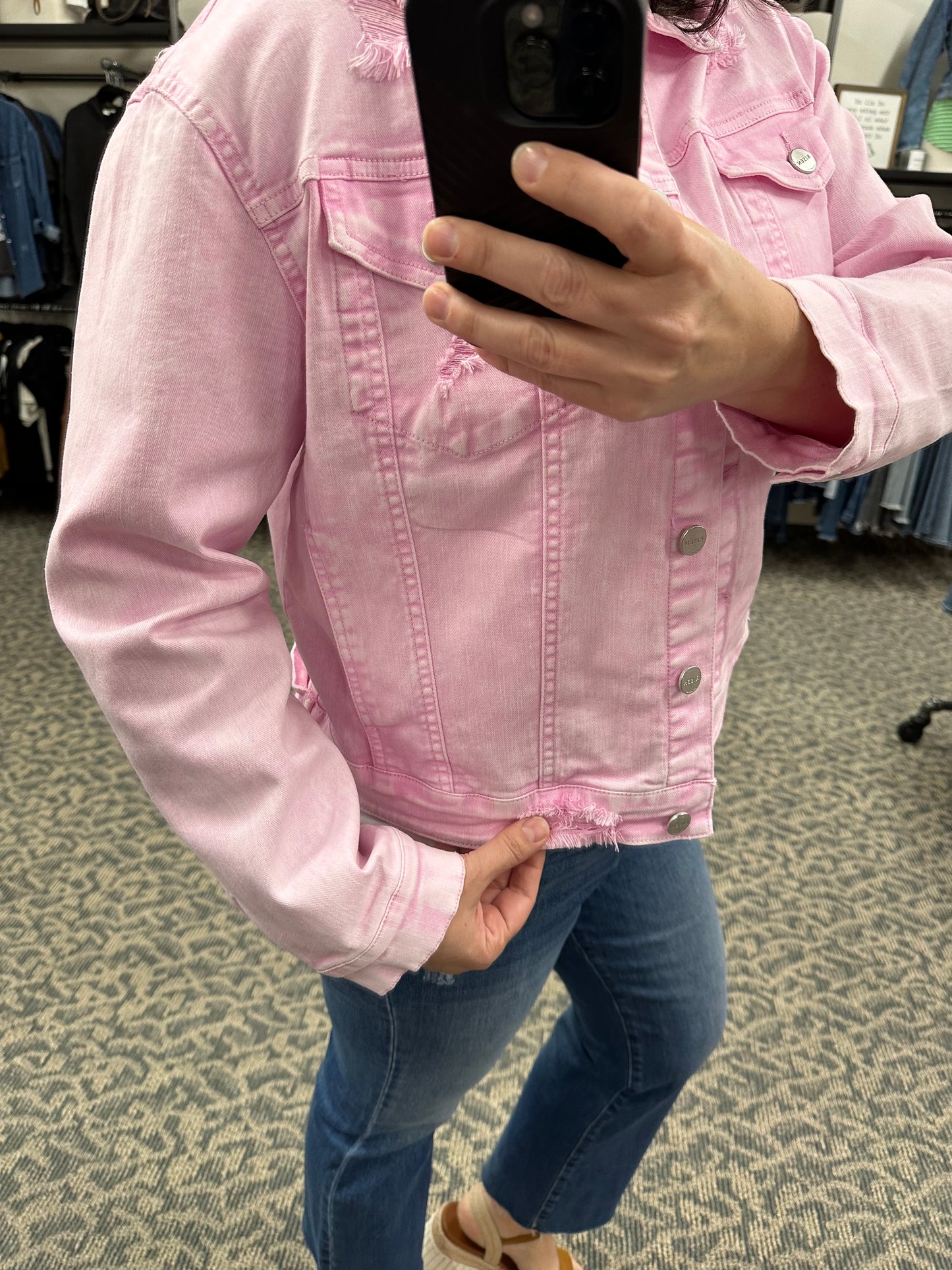 Acid Wash Pink Oversized Distressed Jacket