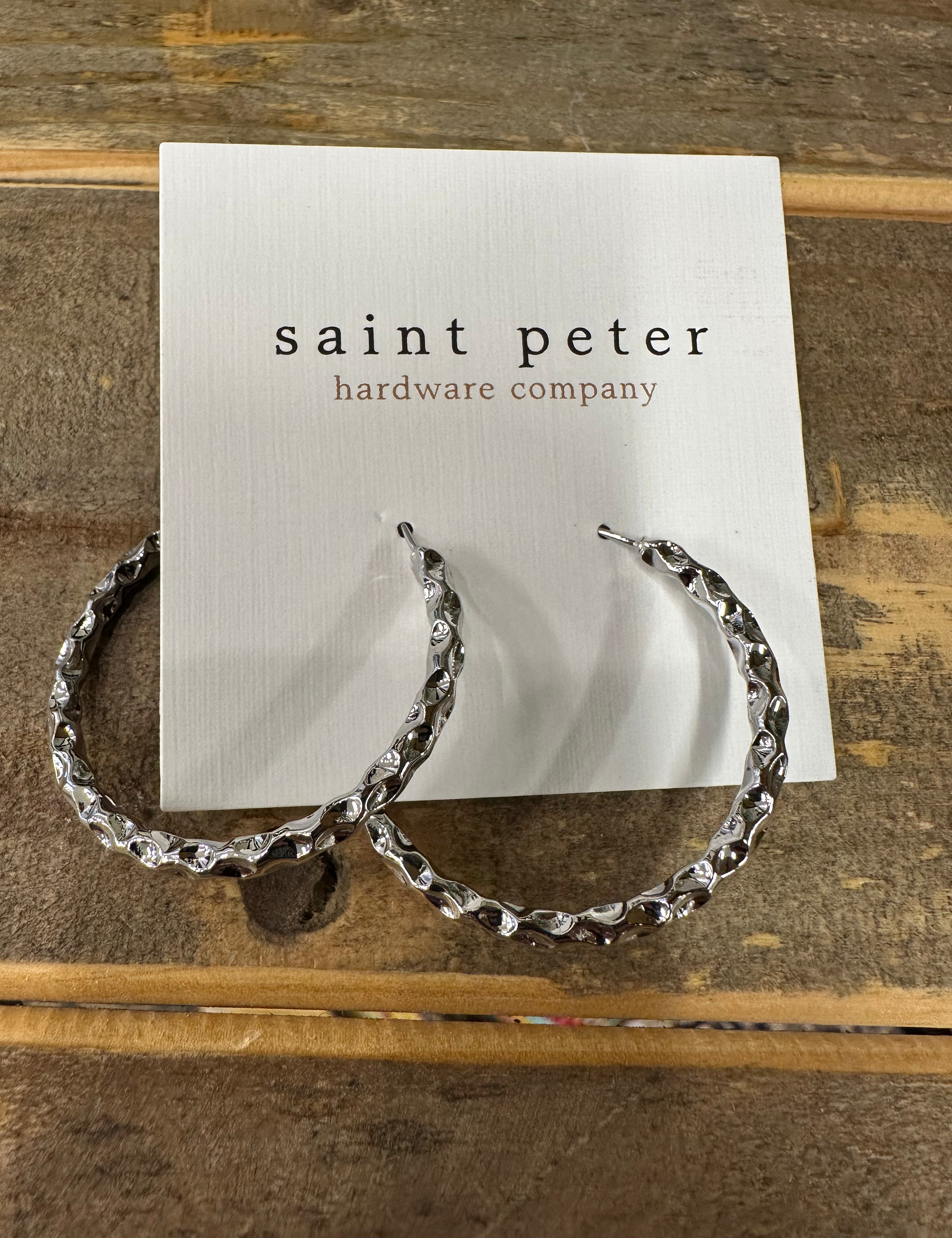 Silver Pattern Hoop Earrings Jewelry - Earrings St. Peter Hardware