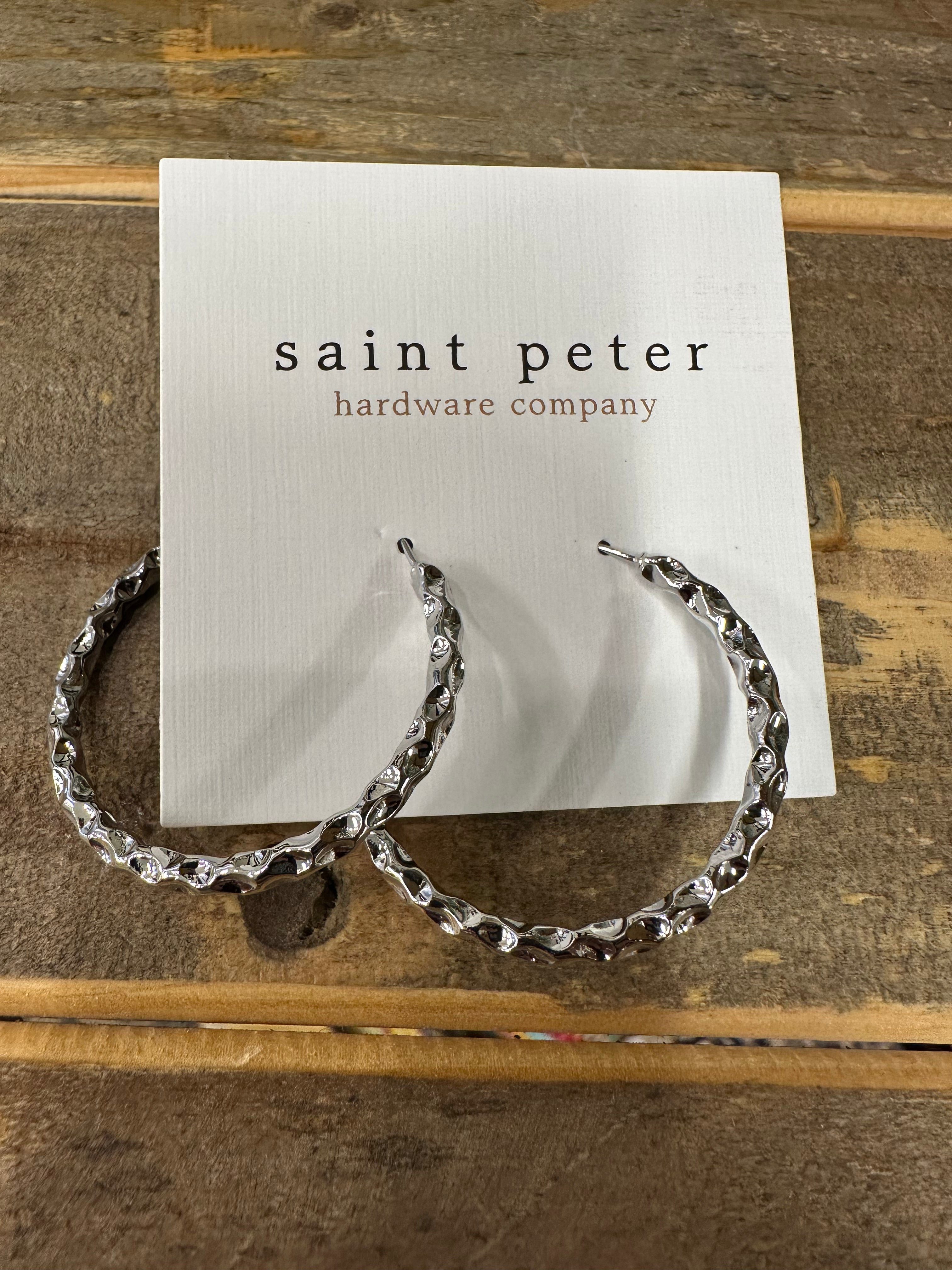 Silver Pattern Hoop Earrings Jewelry - Earrings St. Peter Hardware