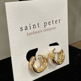 Gold Circle Hex Huggies Jewelry - Earrings St. Peter Hardware