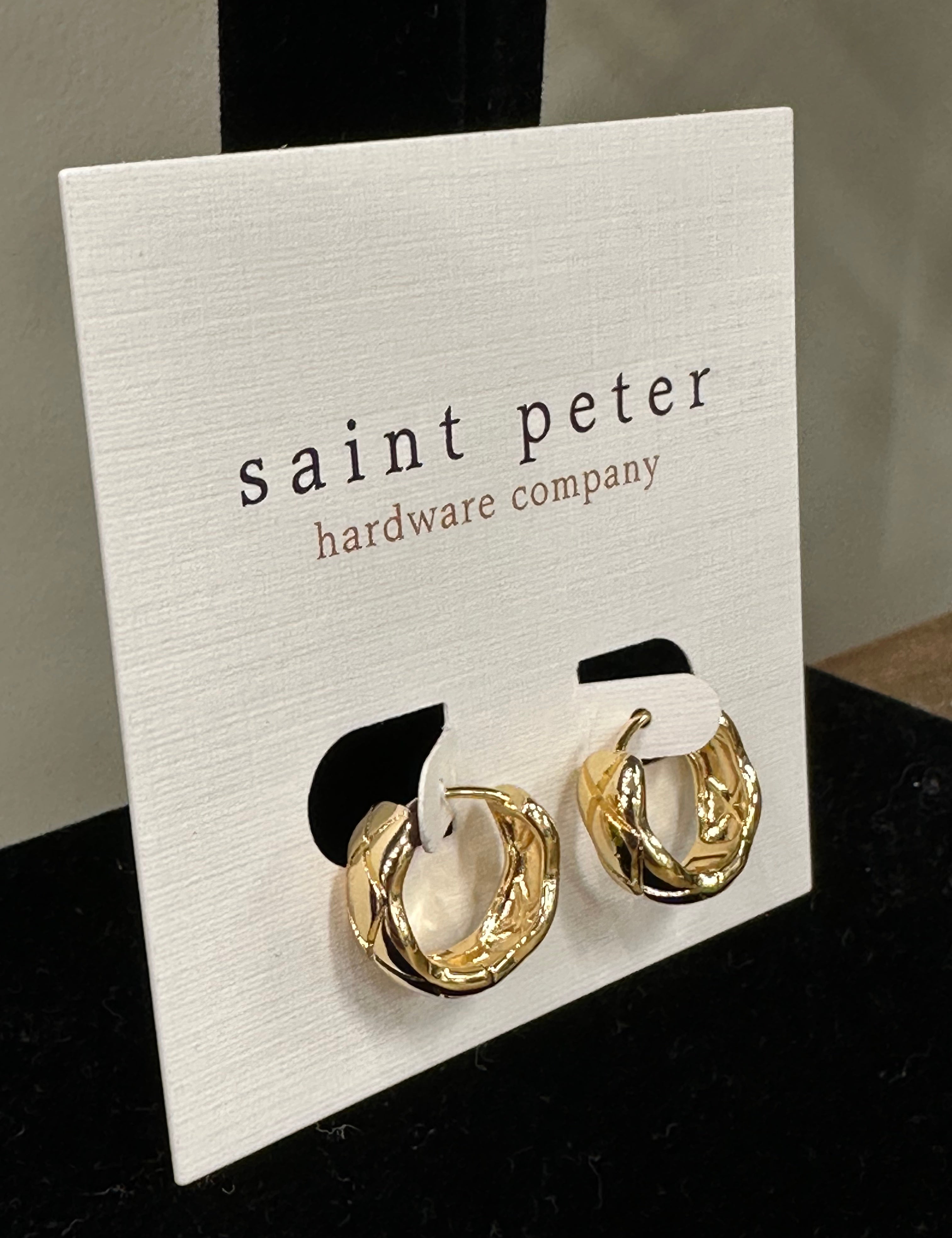 Gold Circle Hex Huggies Jewelry - Earrings St. Peter Hardware