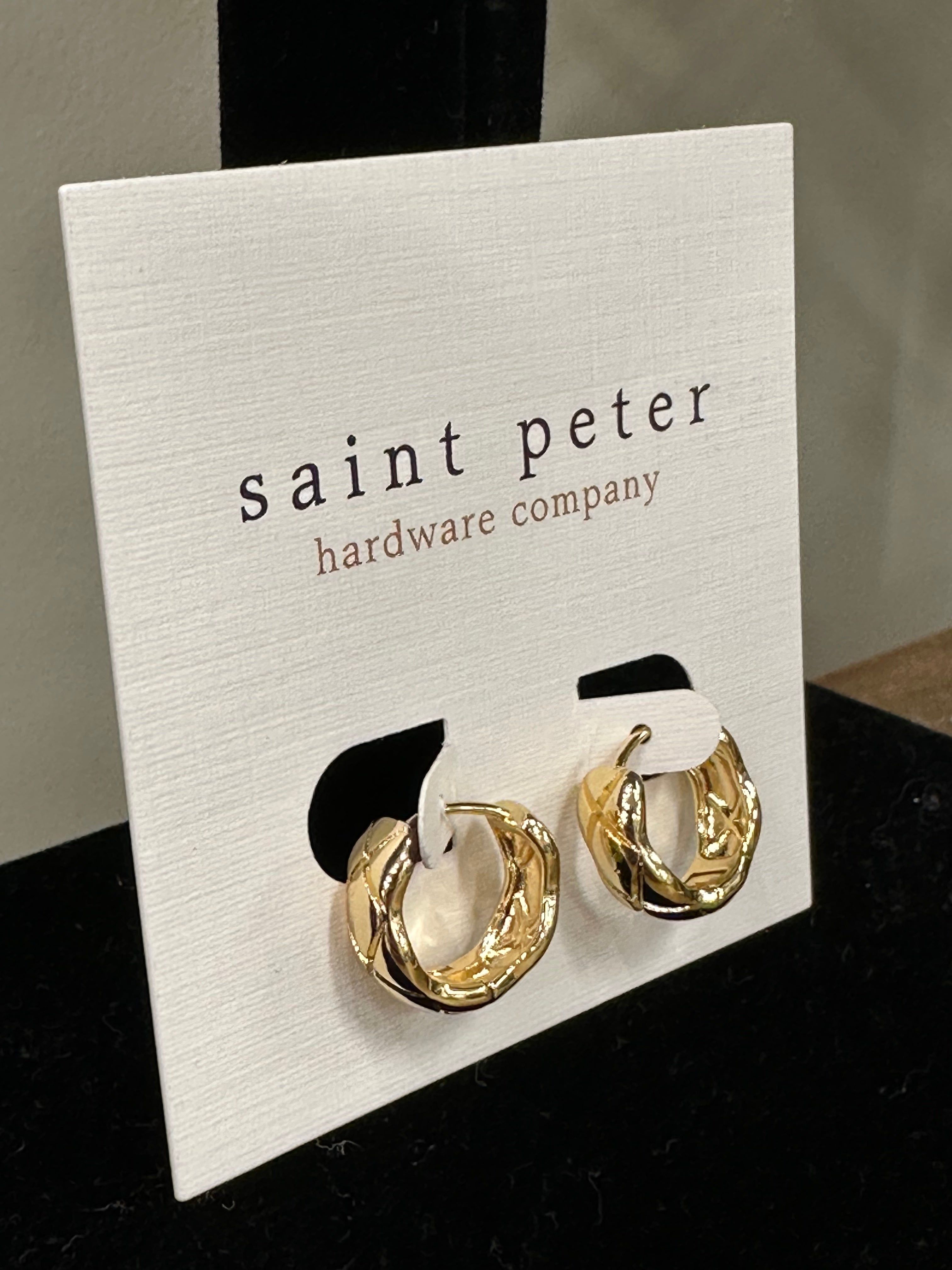 Gold Circle Hex Huggies Jewelry - Earrings St. Peter Hardware