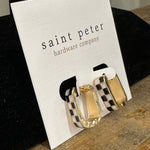 Black/White/Gold Checkered Flag Huggies Jewelry - Earrings St. Peter Hardware