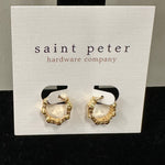 Gold Bamboo Textured Huggies Jewelry - Earrings St. Peter Hardware