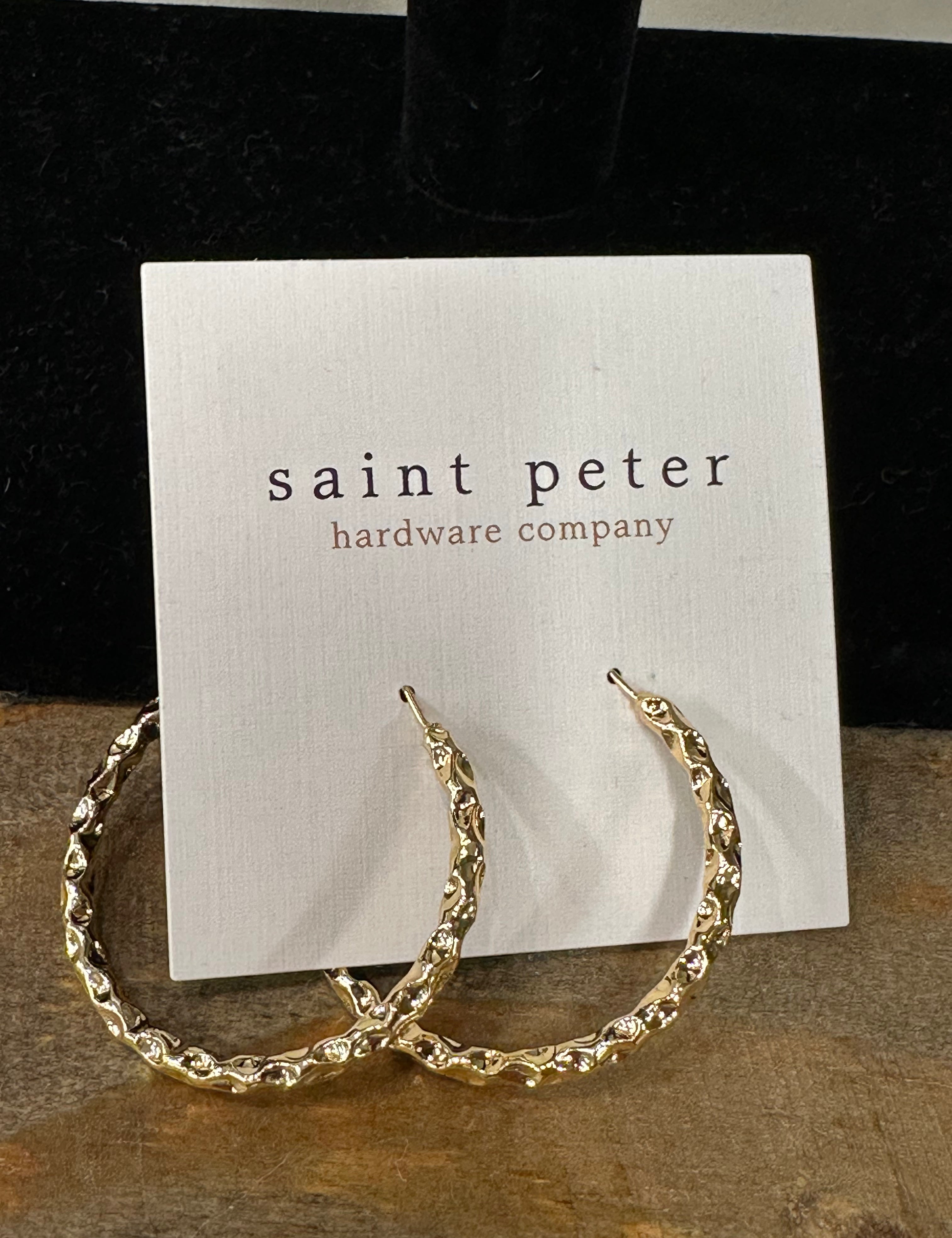 Gold Pattern Hoop Earrings Jewelry - Earrings St. Peter Hardware