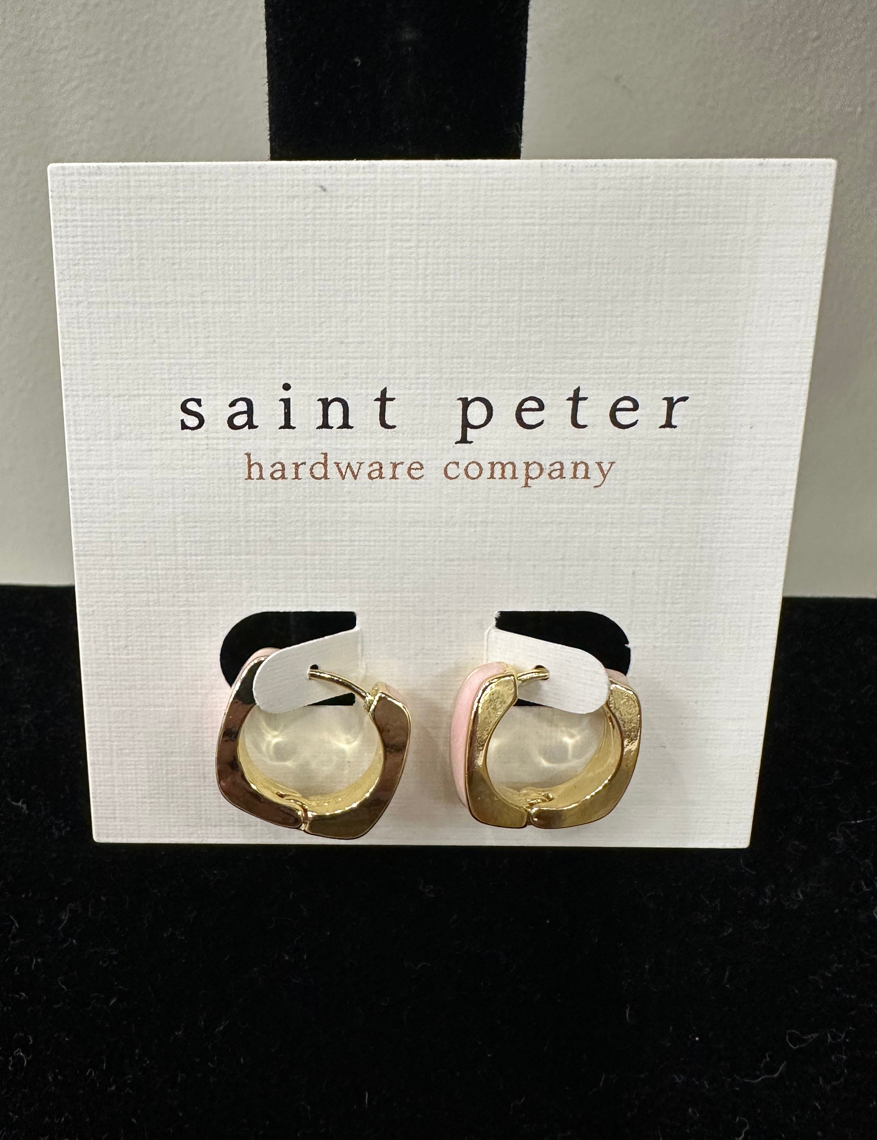 Gold/Pink Huggies Jewelry - Earrings St. Peter Hardware