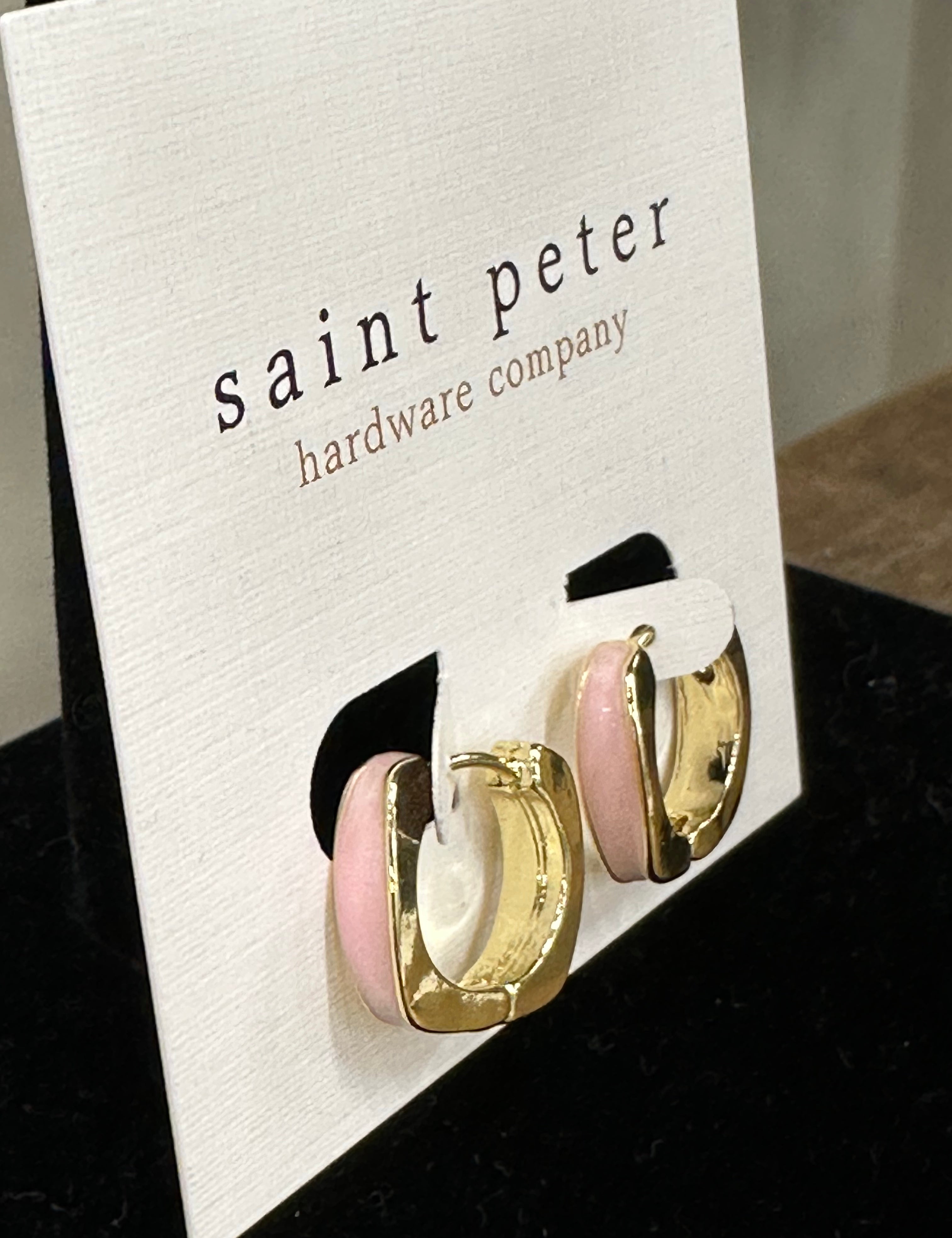 Gold/Pink Huggies Jewelry - Earrings St. Peter Hardware