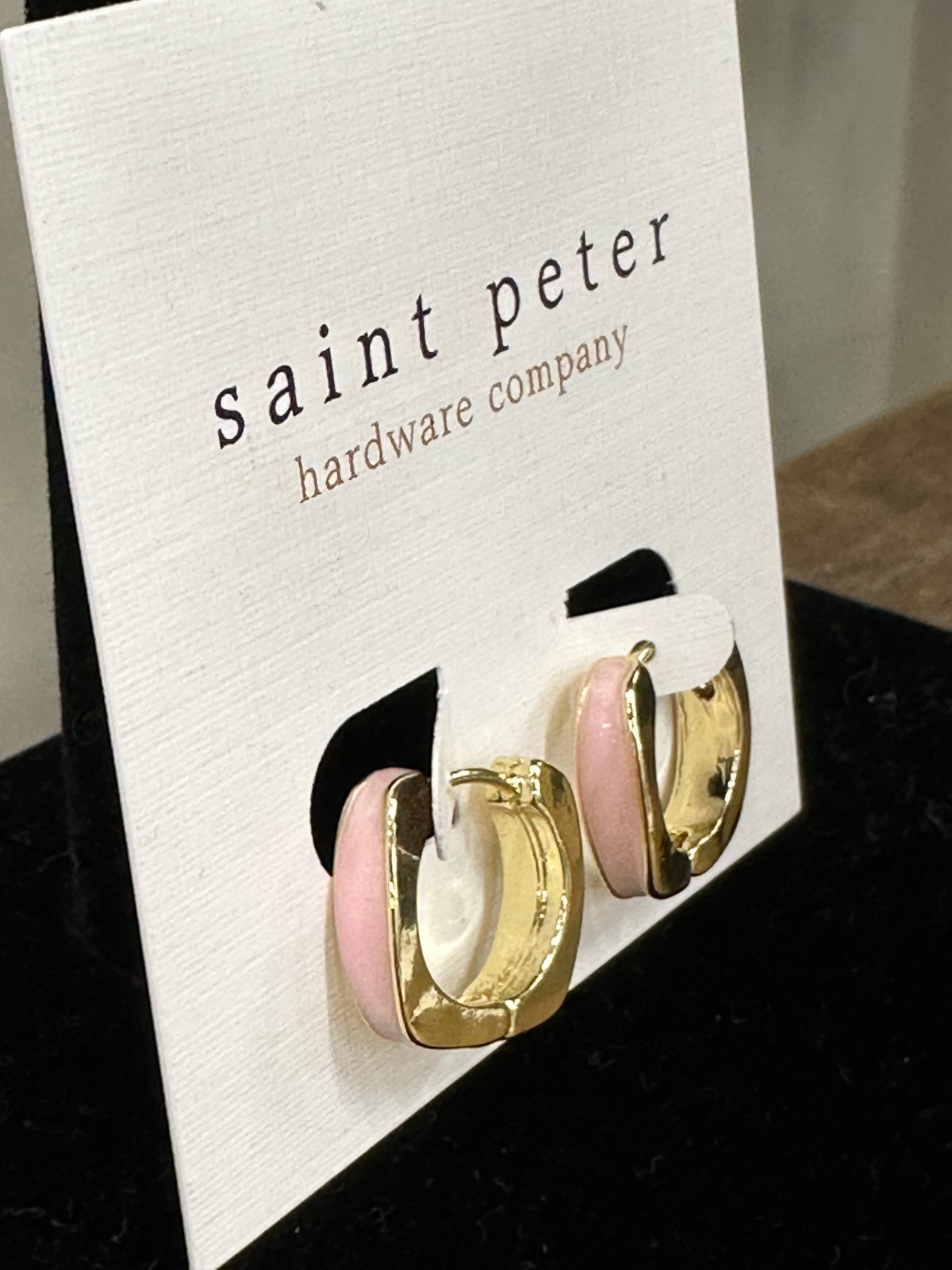 Gold/Pink Huggies Jewelry - Earrings St. Peter Hardware
