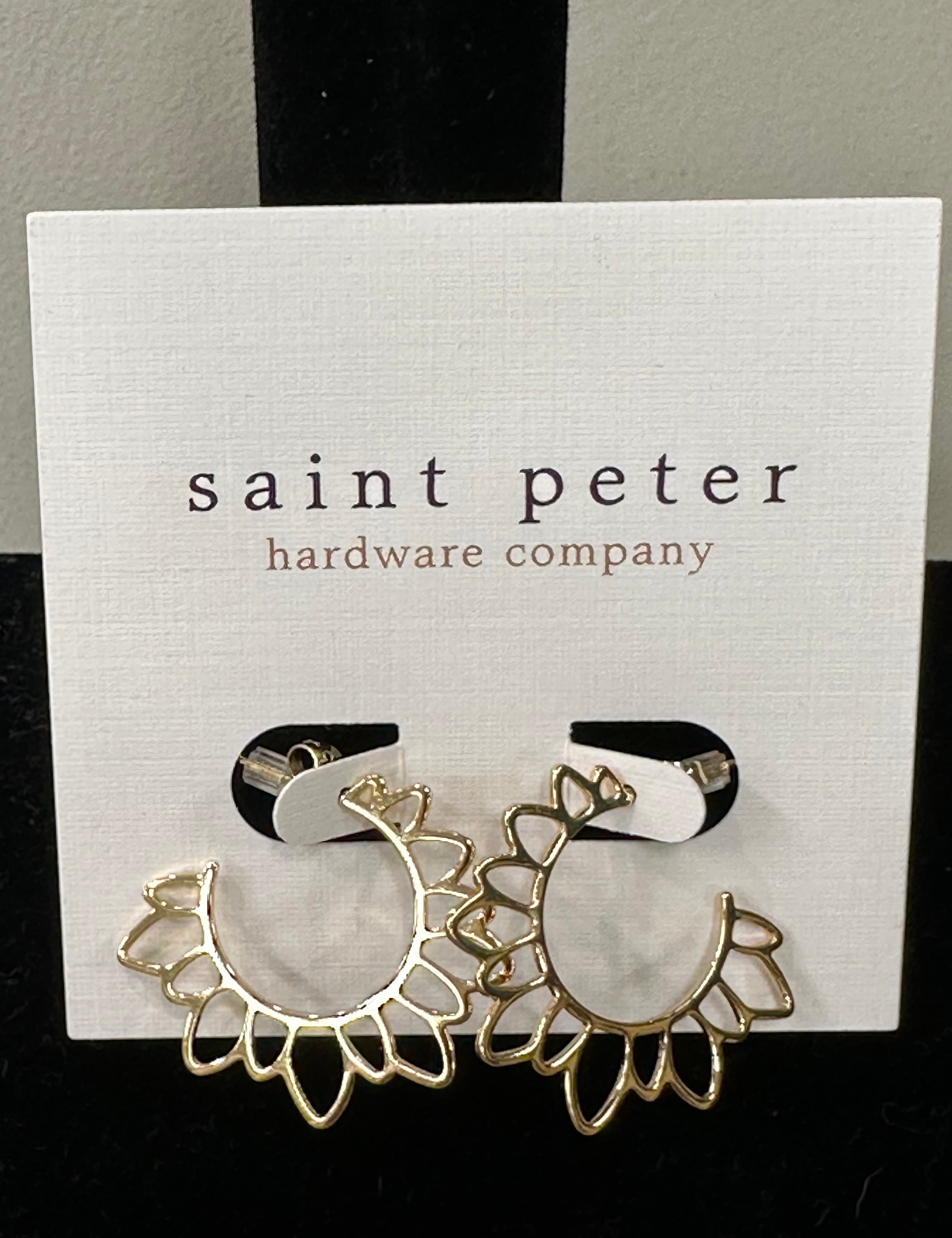 Gold Floral Shadow Hoops Jewelry - Earrings St. Peter Hardware